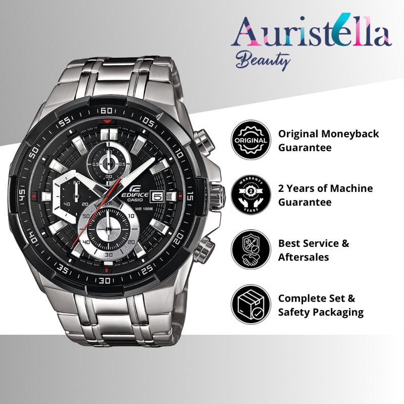 (ORIGINAL - BERGARANSI) JAM TANGAN CASIO EDIFICE EFR-539D-1AV SILVER STAINLESS STEEL - JAM TANGAN PR