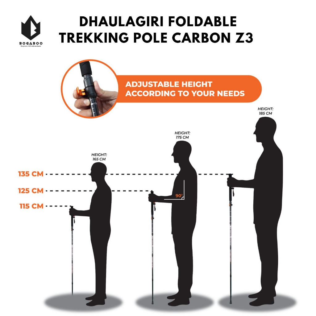 Trekking Pole Carbon Dhaulagiri Lipat Z3 - Tongkat Lipat camping - Tongkat Pendaki - Tongkat Camping - Trekking Pole