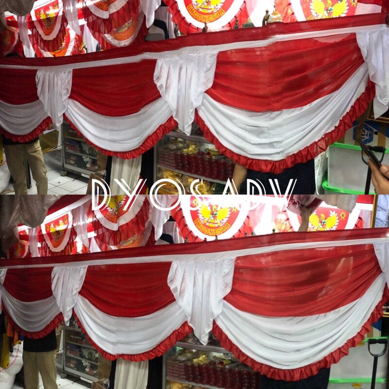 Bendera vitrase background merah putih besar