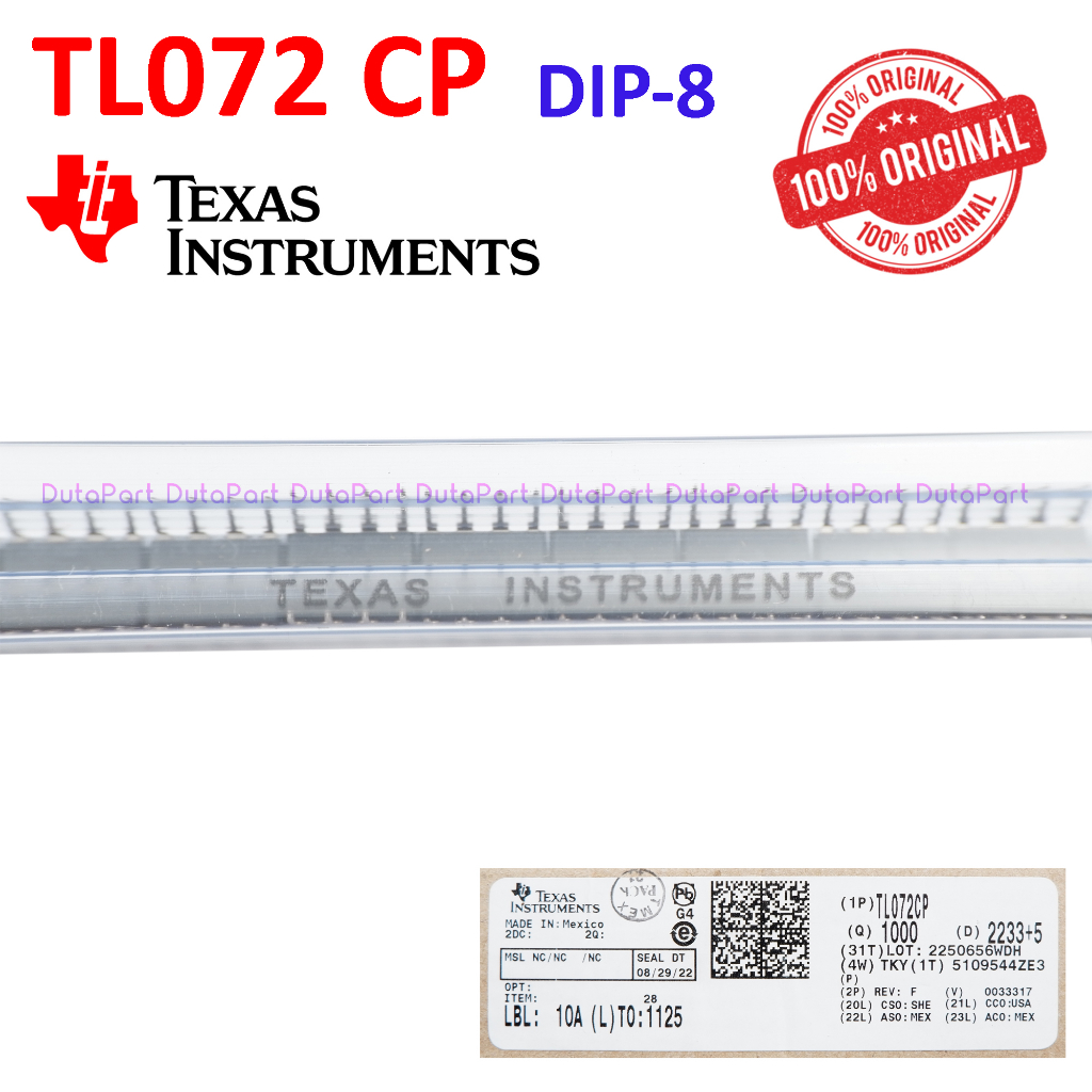 TL072 TL072CP ORIGINAL TEXAS INSTRUMENTS TL 072 CP Op Amps JFET DIP-8