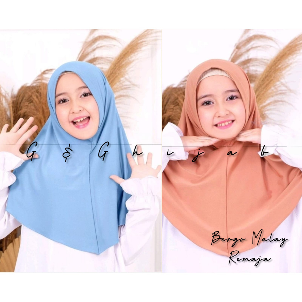 HIJAB INSTAN MALAY REMAJA | KERUDUNG INSTAN MALAY REMAJA JERSEY PREMIUM 6 - 13 TAHUN