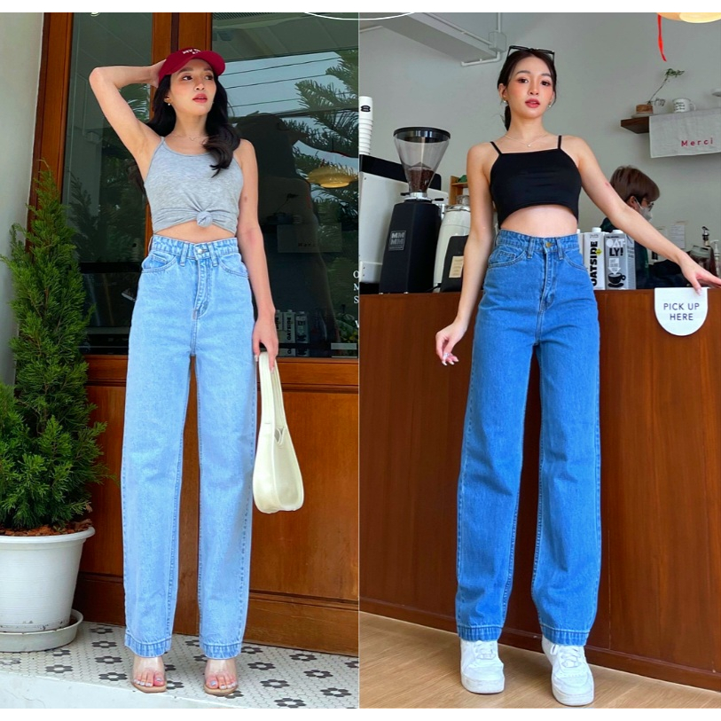 CELANA HIGH WAIST KULOT PANJANG  LOOSE 101 CM - BOYFRIEND KULOT JEANS MUSIM PANAS GAYA KOREA