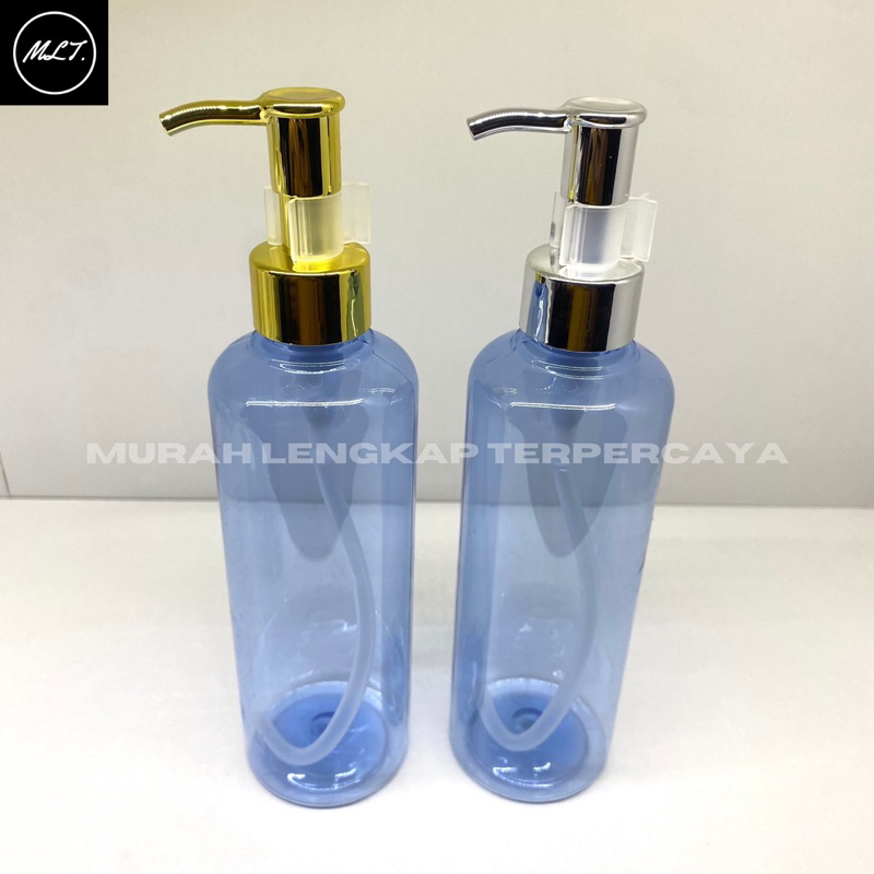 BOTOL PUMP OIL 250ML BIRU TUTUP CLIP OIL GOLD SILVER PEG 250 ML PET
