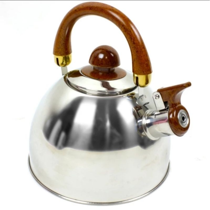 ROSH Teko / Ketel / Ceret 3 Liter Whistling Kettle Wooden Stainless Steel Anti Karat ROS