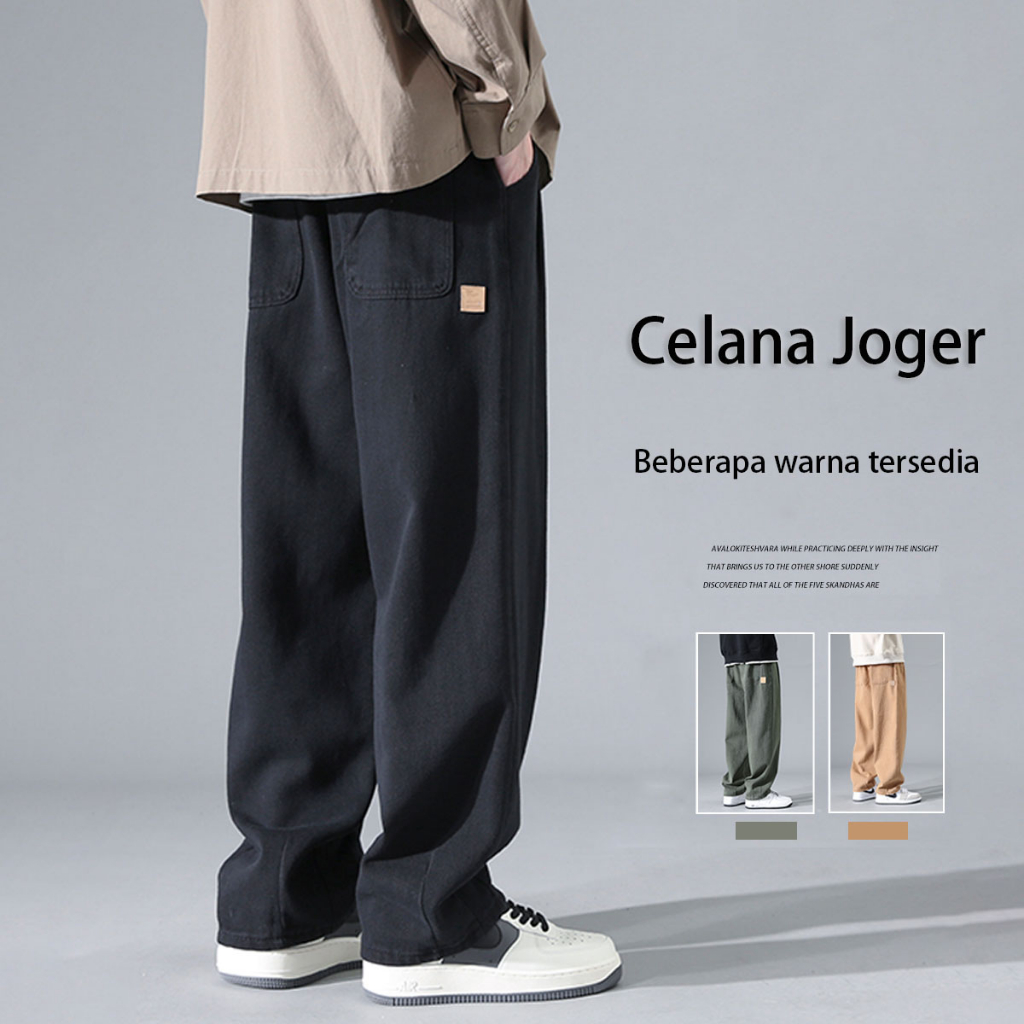 Celana Joger Pria hitam Celana Panjang Pria Murah Korean Style Cargo Celana Kulot Santai Pria Oversize Sweatpants Jogger Unisex Loose Straight Pants