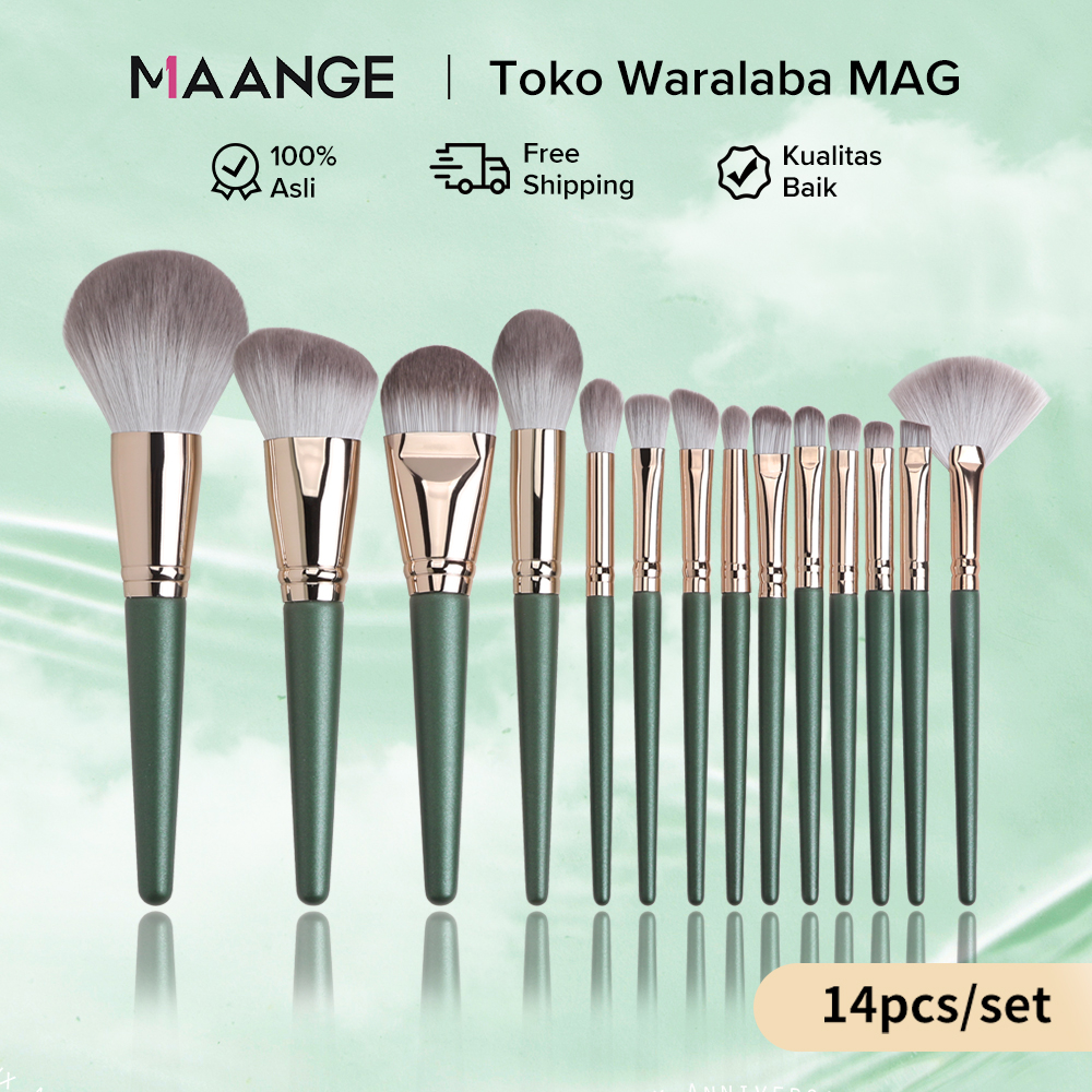 MAANGE 14pcs/set Brush Kosmetik Premium/Makeup Profesional Bulu Lembut Untuk Bibir, Bedak, Concealer, Highlighter, Eyeshadow 1340