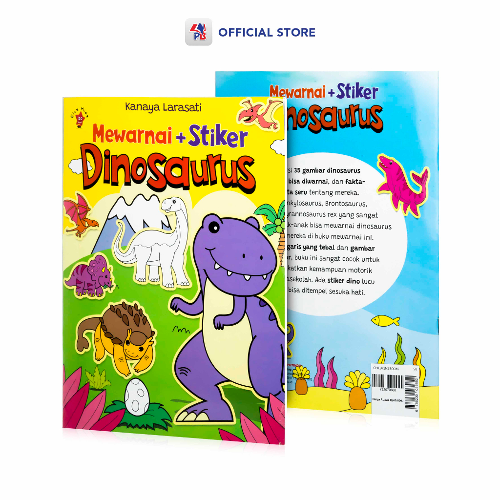 Buku Anak TK PAUD Buku Stiker : Mewarnai + Stiker Dinosaurus