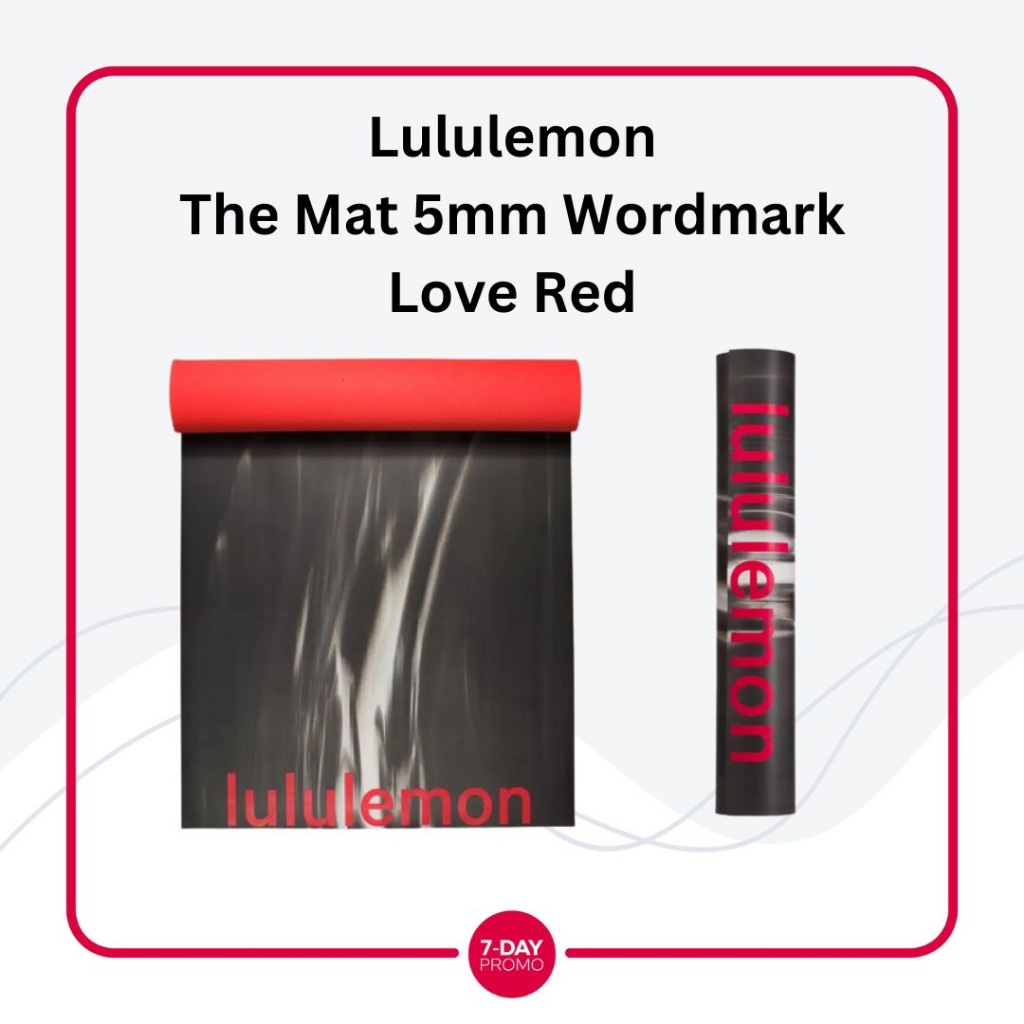 Lululemon The Mat 5mm Wordmark Yoga Mat Black White Love Red