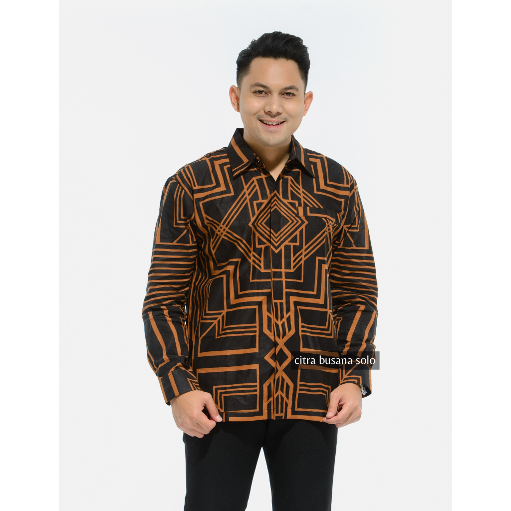 PENTA HITAM Kemeja Batik Pria Full Furing Bahan Katun Primisima