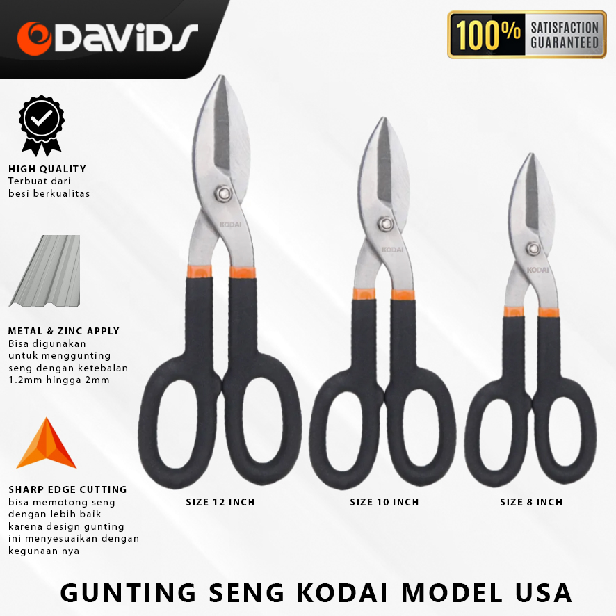 Gunting Seng Plat Pemotong Baja Ringan Galvalum Mdl USA 8 10 1 2 Inch