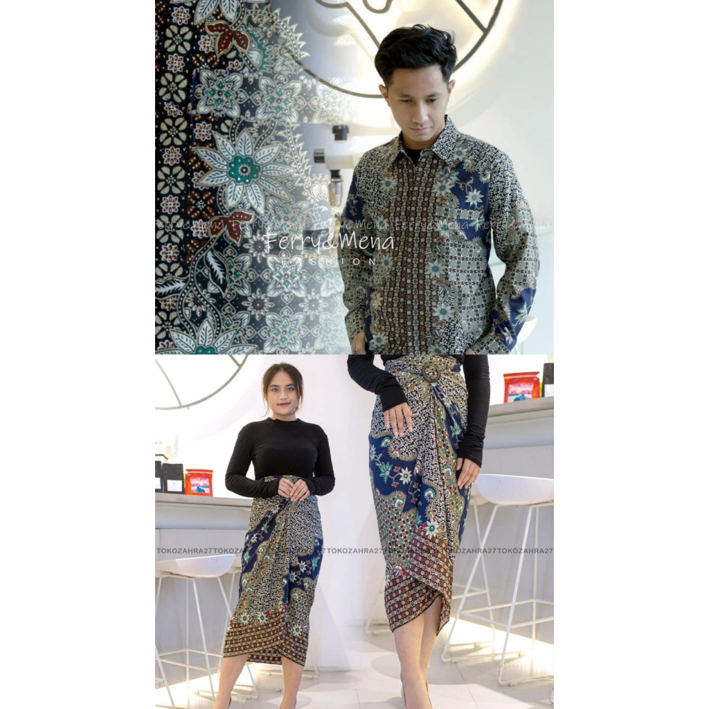 Couple Kemeja Batik Rok Lilit batik Lengan Panjang MOTIF KD