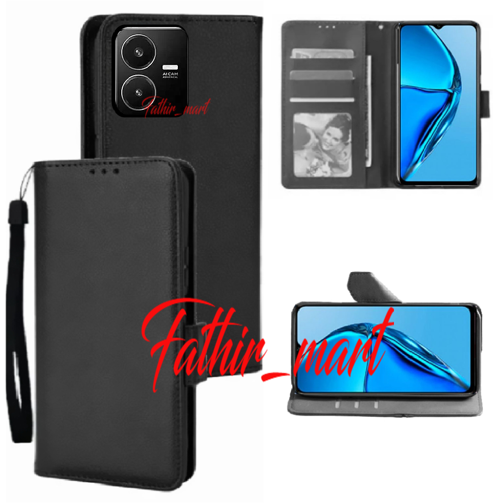 Case Dompet Hp VIVO Y22 Case Leather Flip case Cover Kulit Casing Dompet