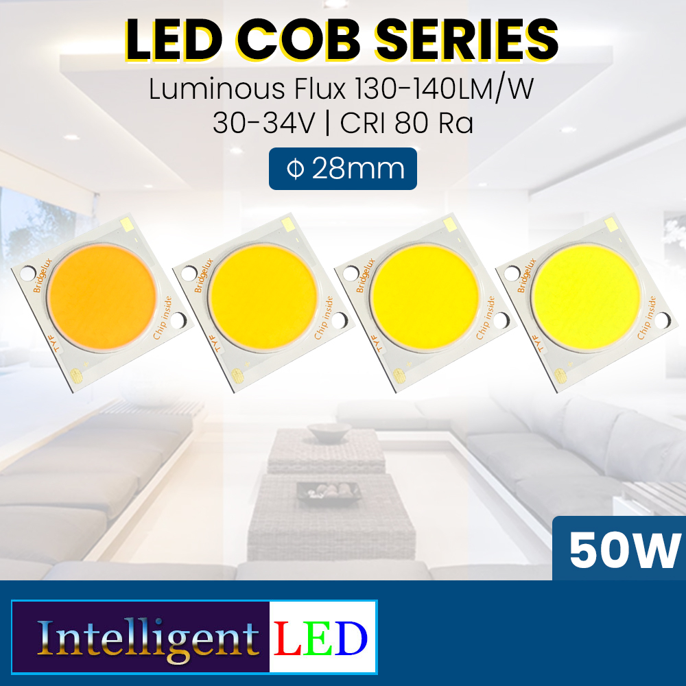 LED Source COB 50W 30-34V 1600mA 28x28mm 130-140lm/W