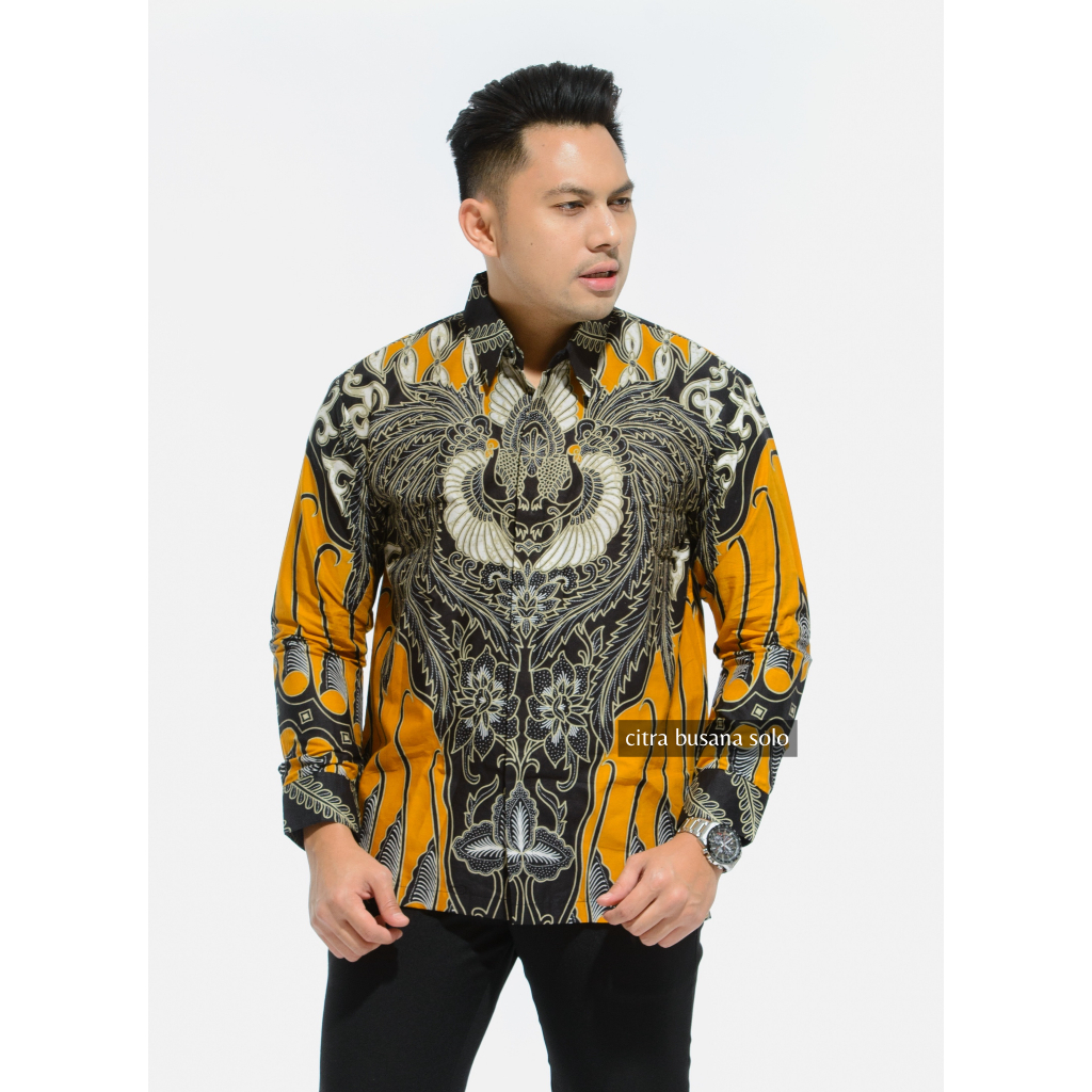 CAKRABUANA KUNING Kemeja Batik Pria Full Furing Bahan Katun Primisima