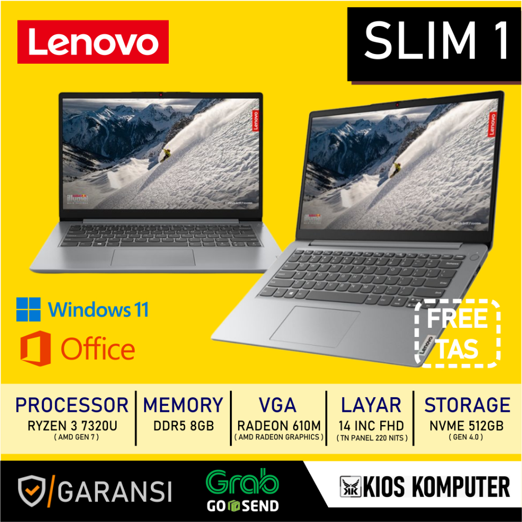 LENOVO IDEAPAD SLIM 1 RYZEN 3 8GB RAM 256 NVME RX VEGA 7 14 INC FHD