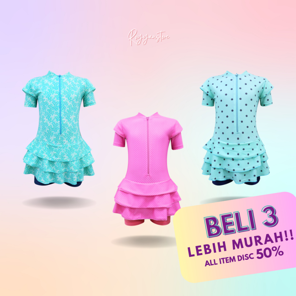 Baju Renang Anak Perempuan Rok Motif 3-6 Tahun