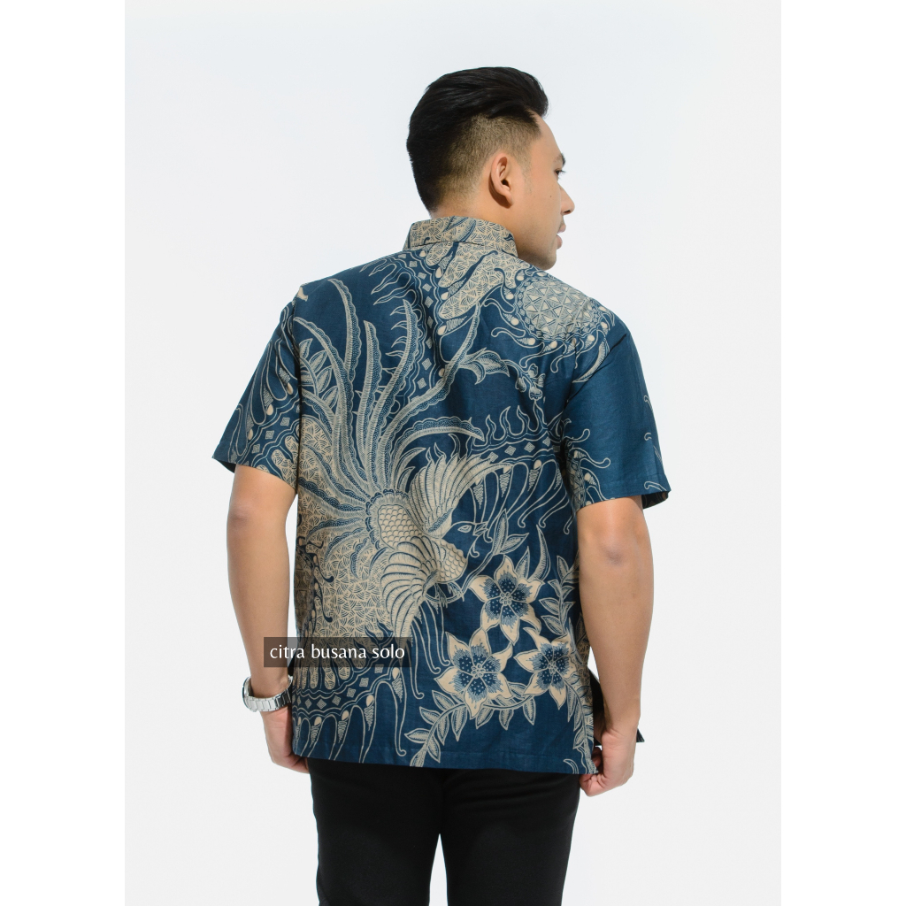 KERTAJAYA BIRU Kemeja Batik Pria Full Furing Bahan Katun Primisima