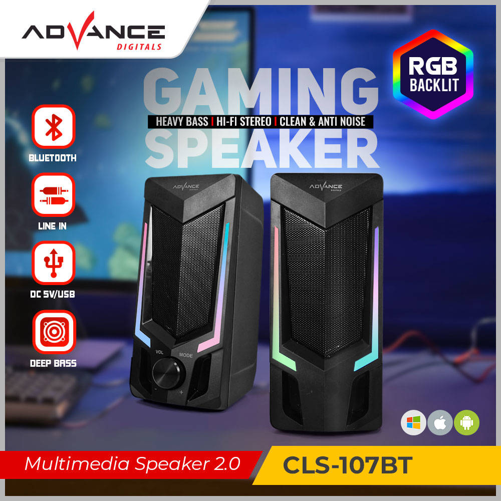 【READY STOCK】Advance Gaming Speaker CLS-107BT RGB Bluetooth Speaker Gaming Portable Super Bass