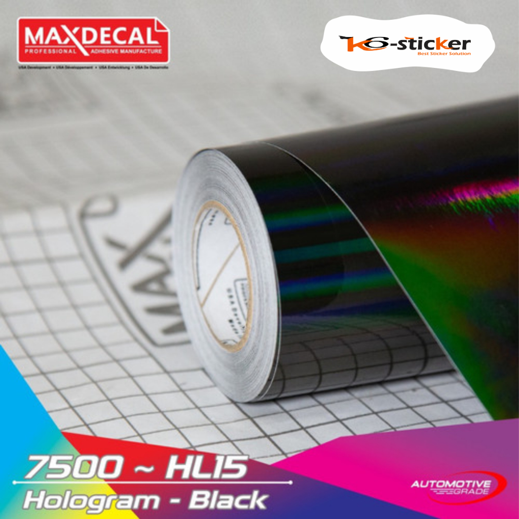 Sticker Hologram MAXDECAL BLACK 7500 HL15 LENTUR Premium Lebar 45cm