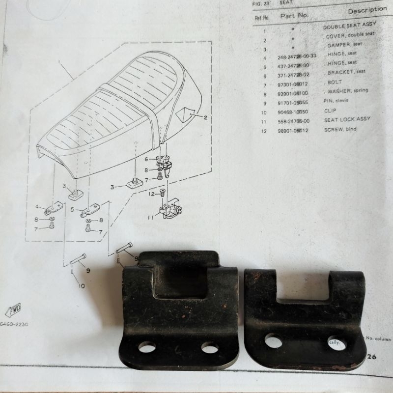 engsel dudukan jok yamaha dt100 dt 100 dt100x original NOS