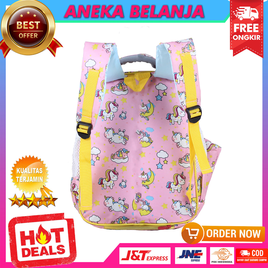 Tas Ransel Sekolah Anak Perempuan Motif Cahaya Pony Bulan Pink Terbaru Backpack Anak Cewek Impor TK SD SMP Bonus Raincover Dan Tempat Pensil Murah Tas Gendong Anak Ngaji LES Trendy Korean Style Bahan Tebal Kuat Berkualitas Tas Anak Fashionable Kekinian