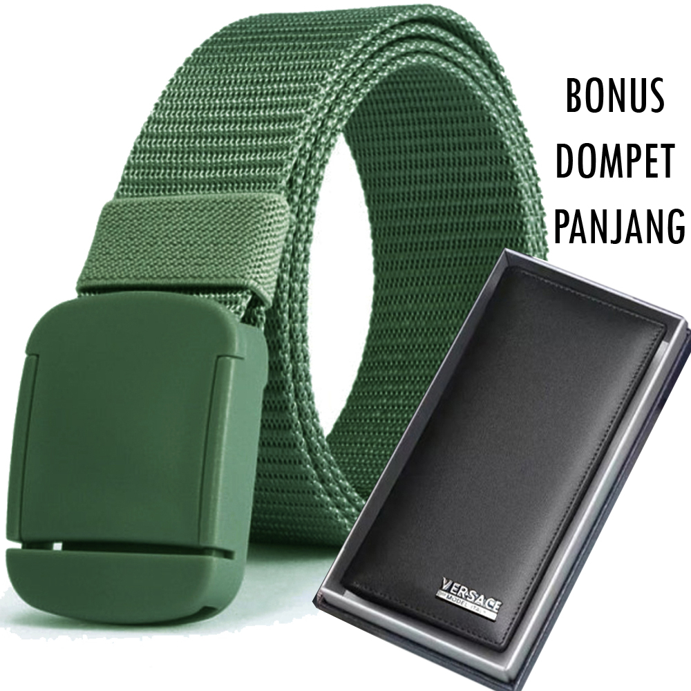 Ikat Pinggang GRATIS DOMPET PANJANG!! Sabuk Pinggang Pria Gesper Pria Anti XRay Model Casual Terbaru Men Belt Trendy Ikat Pinggang Multifungsi