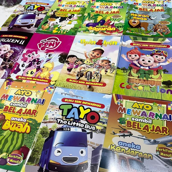 

Buku edukasi mewarnai anak karakter A5 3pcs / Buku mewarnai dan berhitung isi 3pcs