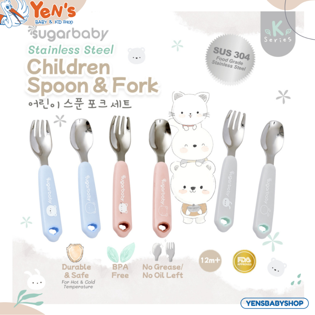 Sugarbaby Stainless Steel Children Spoon &amp; Fork | Sendok Garpu Stainless