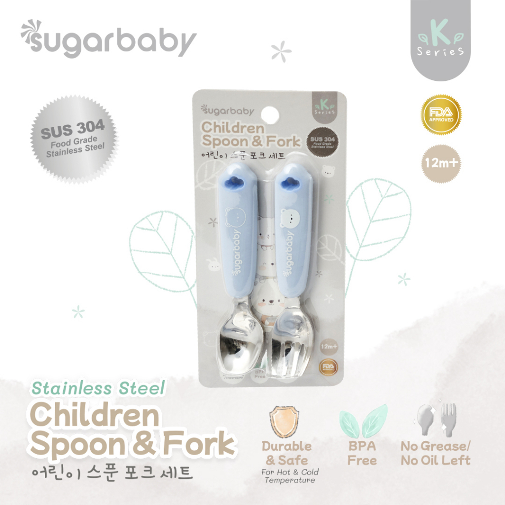 Sugarbaby Stainless Steel Children Spoon &amp; Fork | Sendok Garpu Stainless