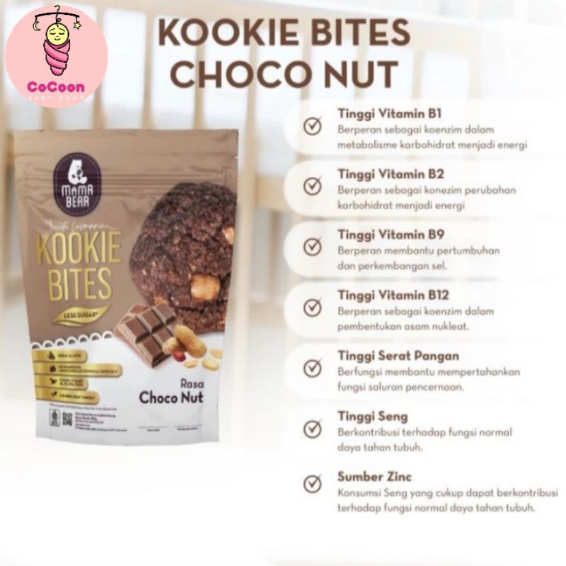 Camilan Snack Pelancar Asi Kookie Bites Mamabear Mama Bear Choco Nut