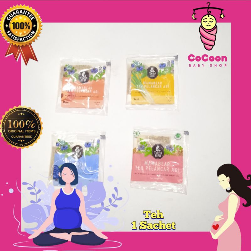 Minuman Teh Pelancar Asi Herbal Mama Bear Mamabear Lemongrass Sere / Blueberry / Peach / Original Sachet