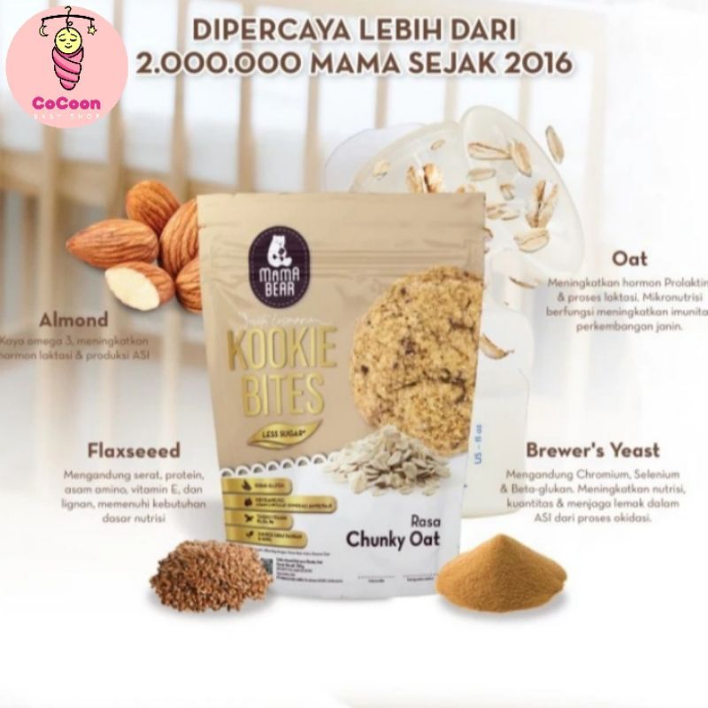 Camilan Snack Ibu Menyusui Pelancar Asi Kookie Bites Mamabear Mama Bear Chunky Oat