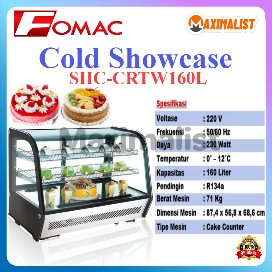 FOMAC SHC-CRTW160L Rectangular Cake Showcase SHC-CRTW160L-2 / Showcase Kue Persegi / Countertop Cake