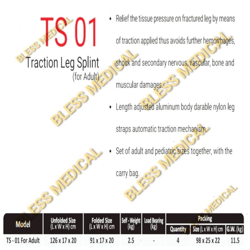 Traction Splint Adult &amp; Child GEA TS-01 TS-02/Traksi Dewasa &amp; Anak