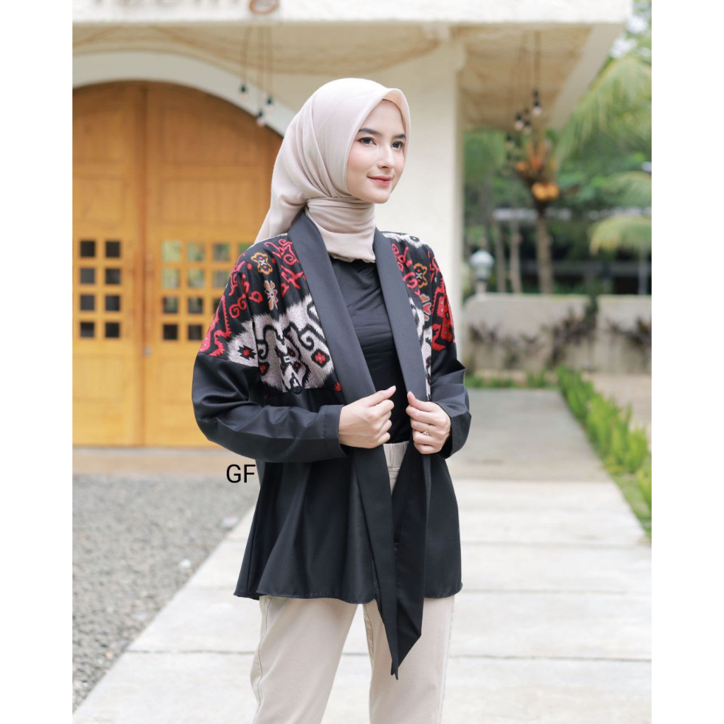 Blazer Batik Atasan Wanita Outer Batik Modern Bahan Katun M.L.XL.XLL