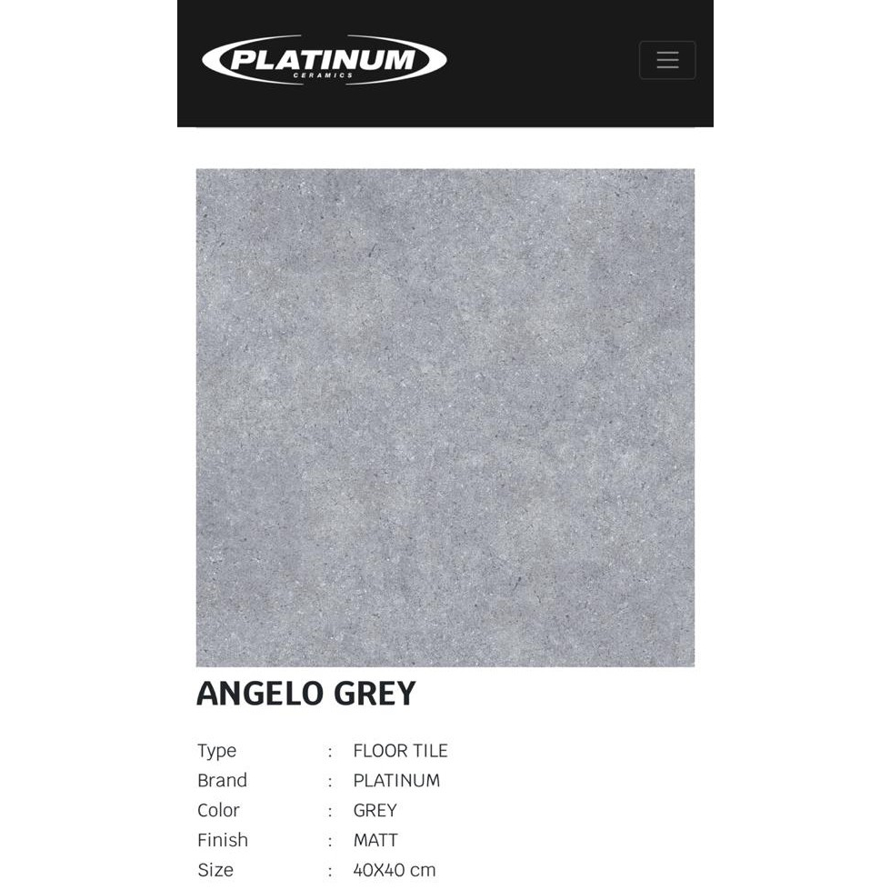 KERAMIK LANTAI 40X40 PLATINUM ANGELO GREY MATT