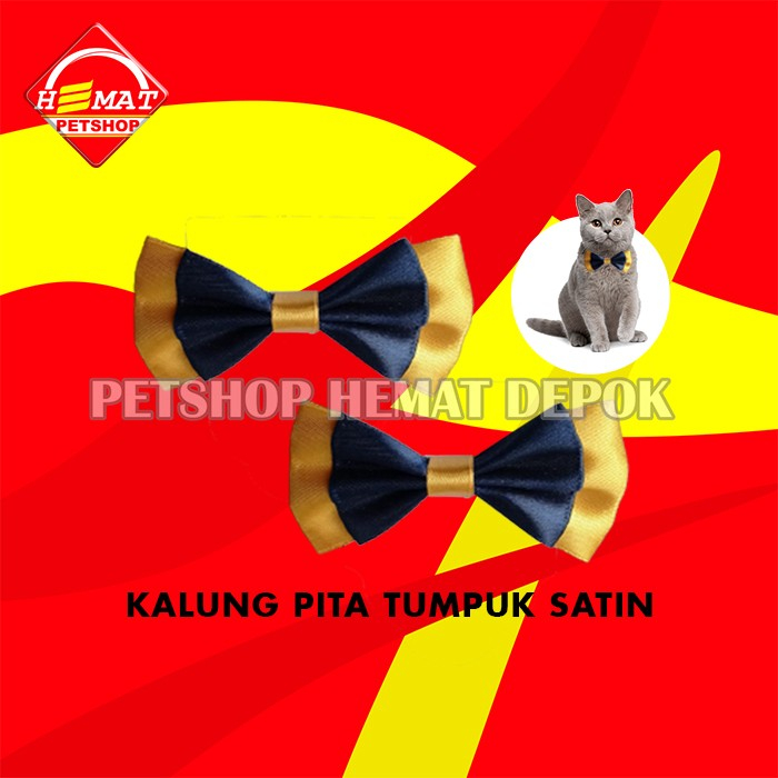 Kalung Kucing Anjing Pita Tumpuk Satin