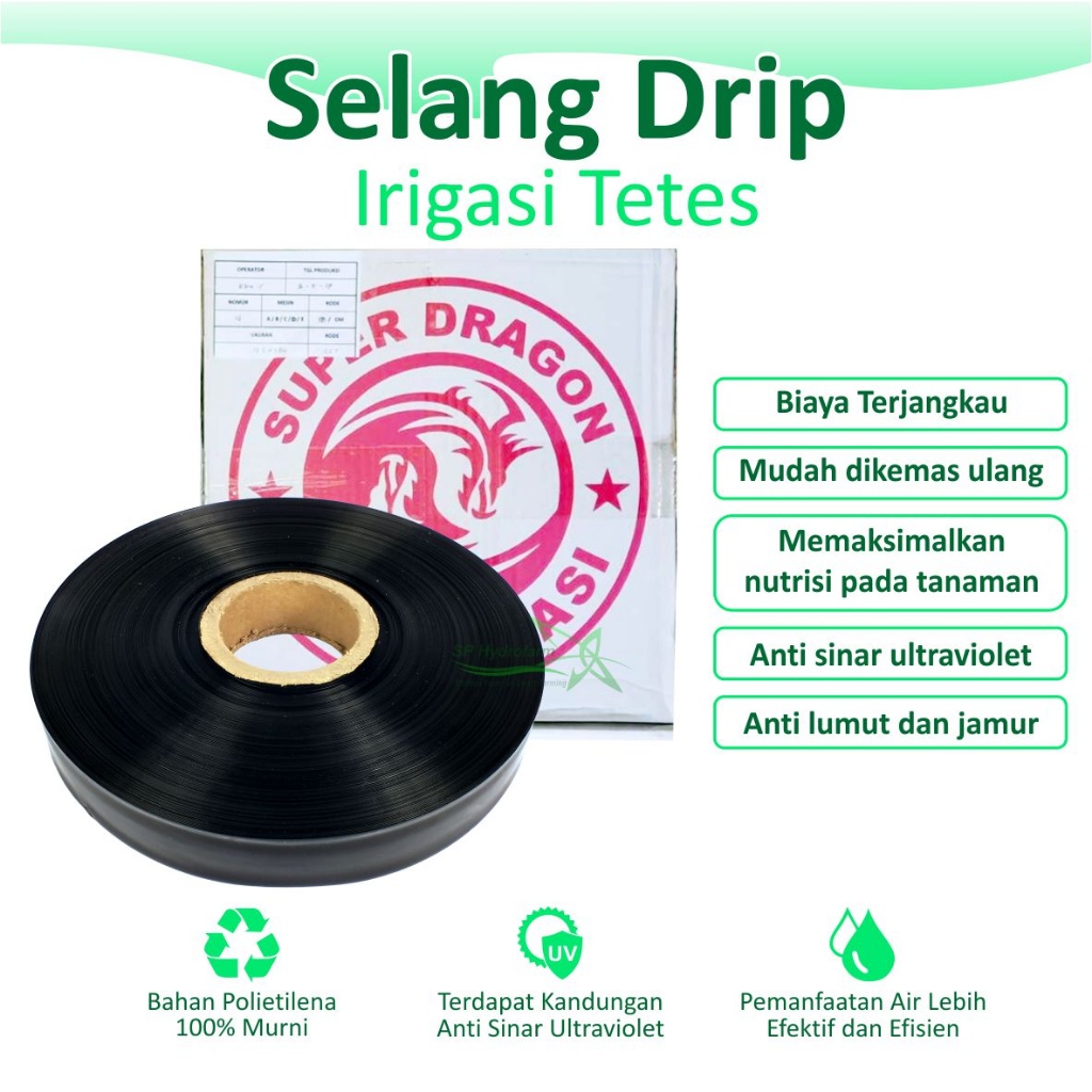 Selang Drip Irigasi Dragon 0,15 mikron x 4cm x 180 m