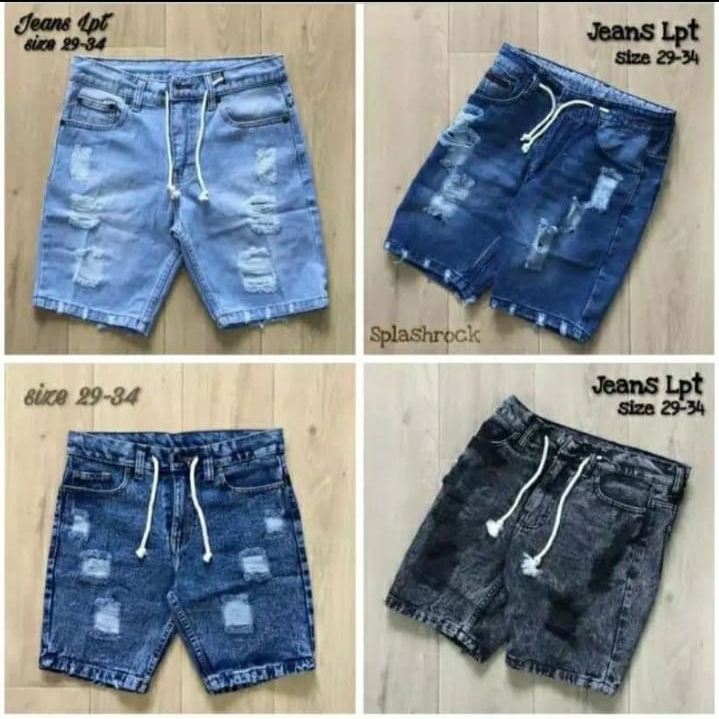 CELANA JEANS PENDEK SOBEK PRIA / BLITZ / BLACK / HITAM / SNOW BLUE / SNOW BLACK