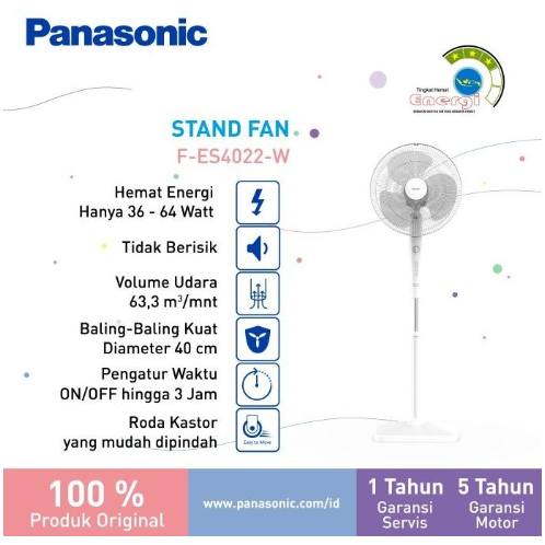 Panasonic Stand Fan F-ES4022 / Kipas Angin Berdiri 16&quot; + Timer FES4022 Ultra Breeze