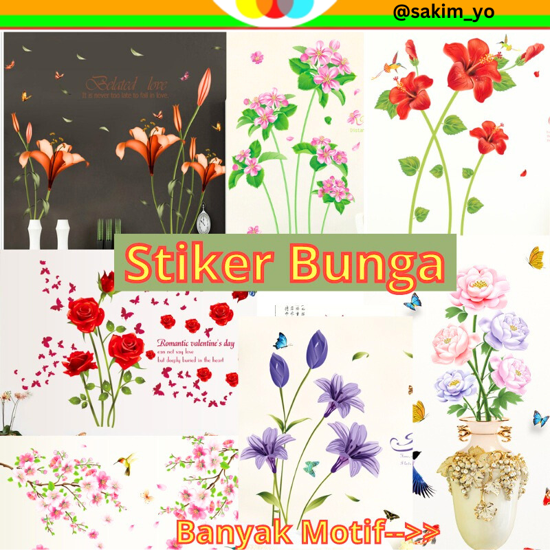 WALL STICKER STIKER SETIKER SETICKER DINDING BUNGA WALLSTICKER WALLSTIKER DINDING TEMPELAN POT BUNGA