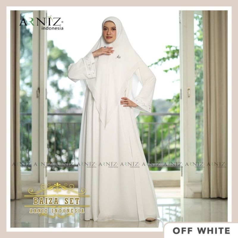 (p1a+) ARNIZ BAIZA Baju Abaya Hitam Putih Gamis Syari Baiza Set By Arniz Collection. Nazra Sha