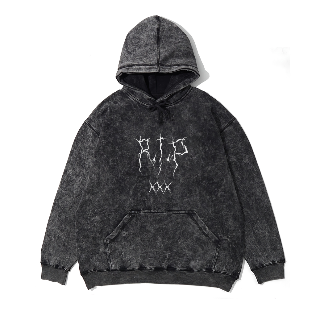 HOODIE PRIA SANDWASH METAL WASED GREY MOTIF SABLON THE RUTHES TERBARU KEKINIAN PREMIUM