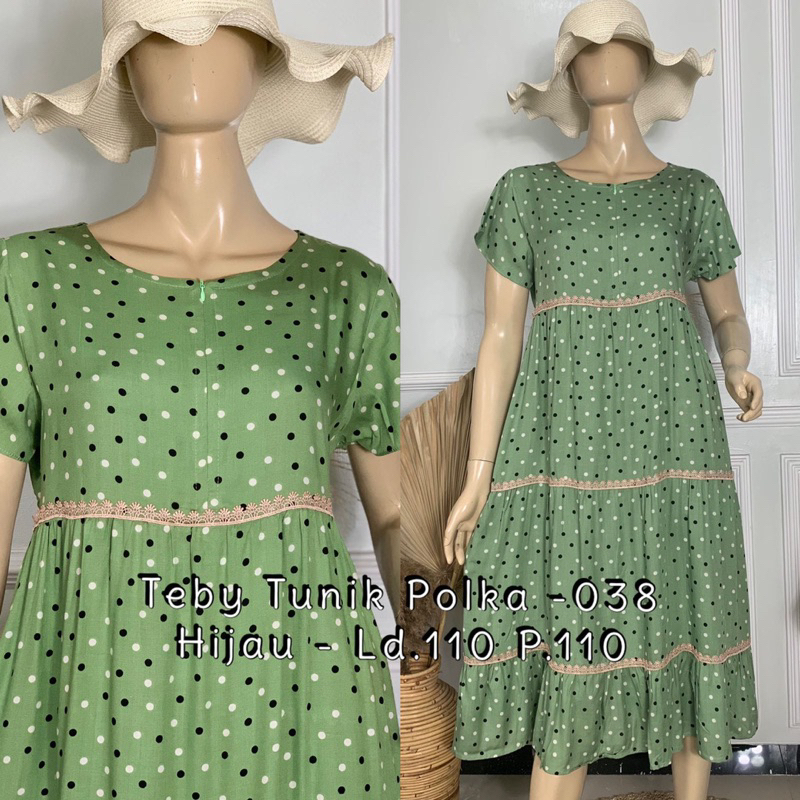 Daster Arab Teby TUNIK POLKA &amp; TUNIK FLOWER Dress Bawah Lutut