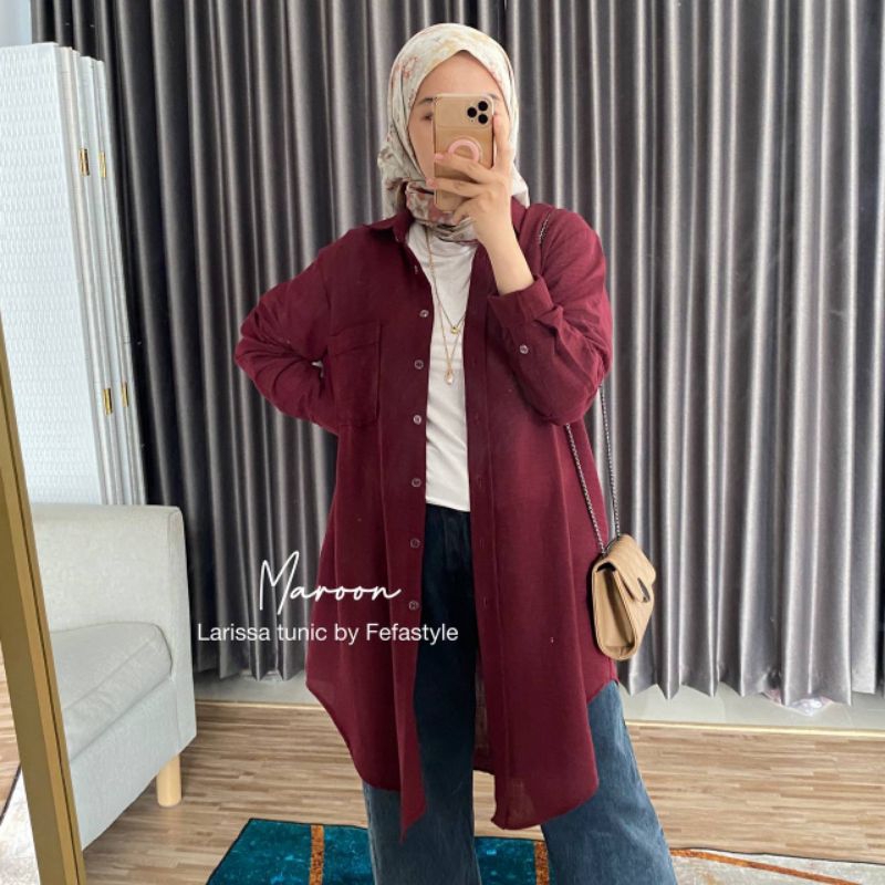 KEMEJA TUNIK - LARISSA TUNIK Bahan Linen crinkle