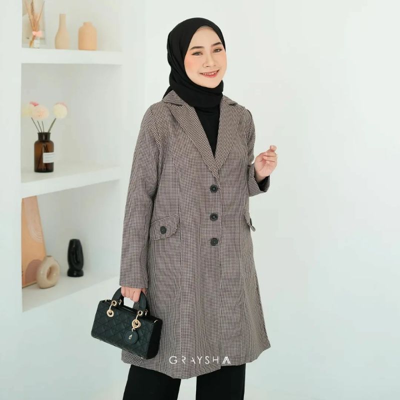 Coat Wanita muslimah Xavia coat warna regal dan black0