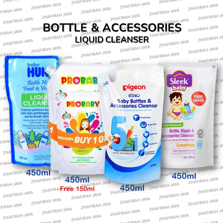 ❤ZJ❤ Sleek Bottle and Nipple Cleanser 450ml | HUKI Liquid Cleanser 450ml | PROBABY Cleanser 450ml+150ml