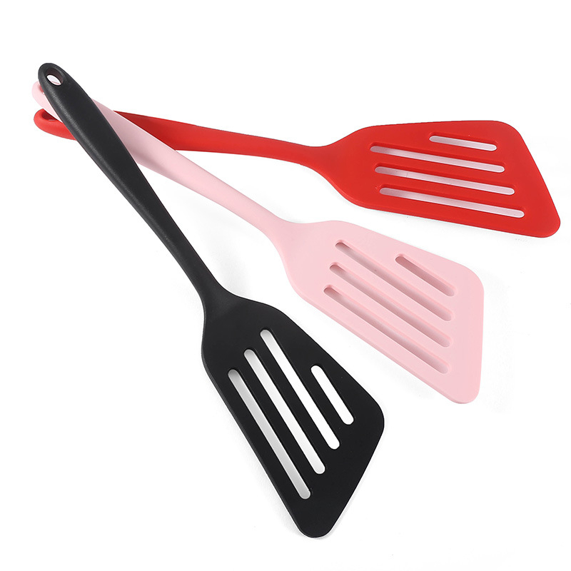 Sutil Silikon Kayu Stainless Steel Tahan Panas Spatula Silicone Anti Lengket Food Grade / Sutil Siliko Lubang Tahan Panas TERMURAH TERLARIS