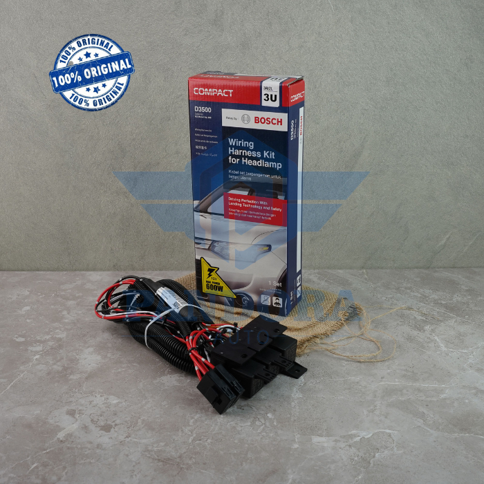 KABEL RELAY LAMPU H4 FULL BOSCH D3500 KABEL BOOSTER 3 RELAY UNTUK 2 LAMPU UTAMA MOBIL ORIGINAL