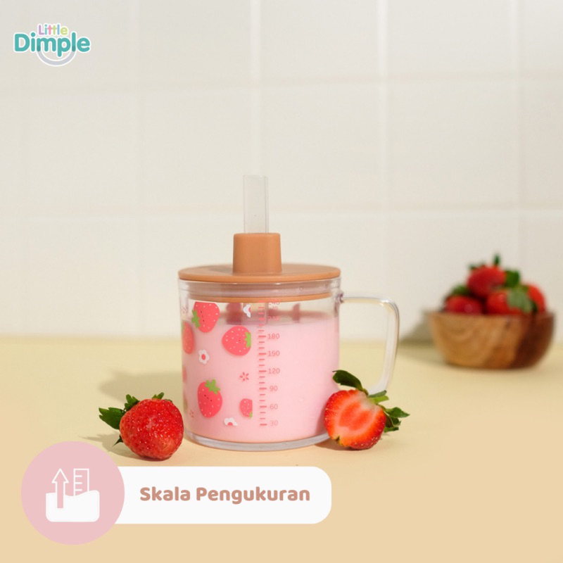 Little Dimple Multipurpose Cup MILK CUP Gelas Tritan Latihan Minum Bayi MPASI Gelas Susu Bayi + UKUR Takaran + Sedotan 6M+ 240ml